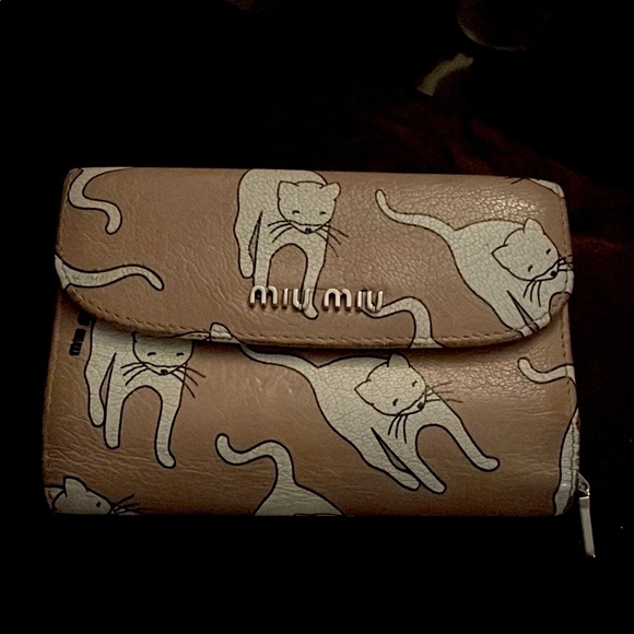Miu Miu Handbags - Miu Miu Pink Cat Print Women's Wallet